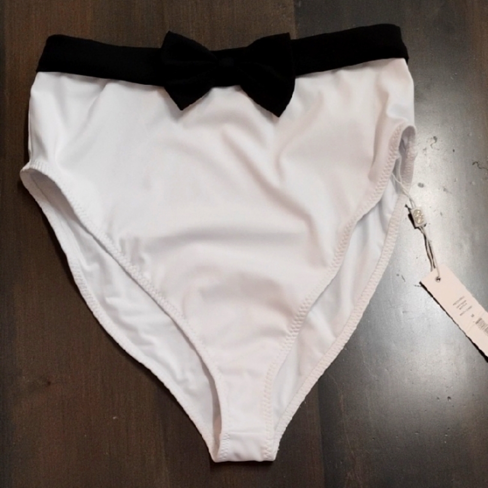 Caroline Constas White High-Waisted Bow Bikini Bottom Women's Size Medium New